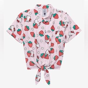 HELLO KITTY
Sanrio Hello Kitty Strawberries Women's Tie-Front Woven Top Size S